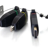 C2G 29880 Retractable Table Box Mount 4K HDMI Adapter Ring With Color Coded Mini DisplayPort/DisplayPort And USB-C