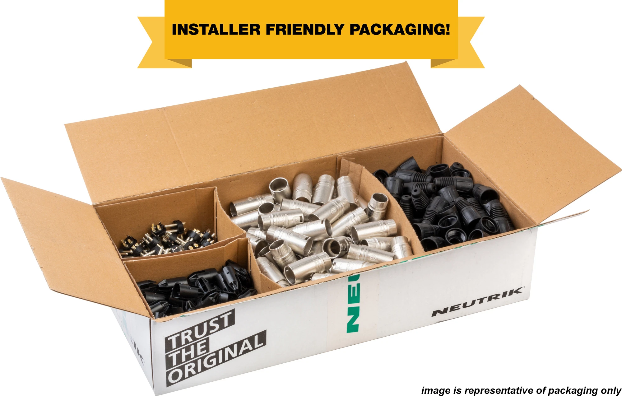 Neutrik NC3MX-B-D 3-Pin Male XLR Connector Cable End - Black & Gold - 100 Pack 4 Neutrik NC3MX-B-D 3-Pin Male XLR Connector Cable End - Black & Gold - 100 Pack - Image 2