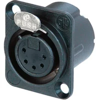 Neutrik NC5FD-LX-BAG 5-Pin XLR Female Panel/Chassis Mount Connector - Duplex Ground - Black/Silver