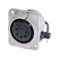 Neutrik NC5FDM3-H 5 Pole Female Horizontal PCB Mount Receptacle W/M3 Mounting Holes - Nickel Housing/Silver Contacts