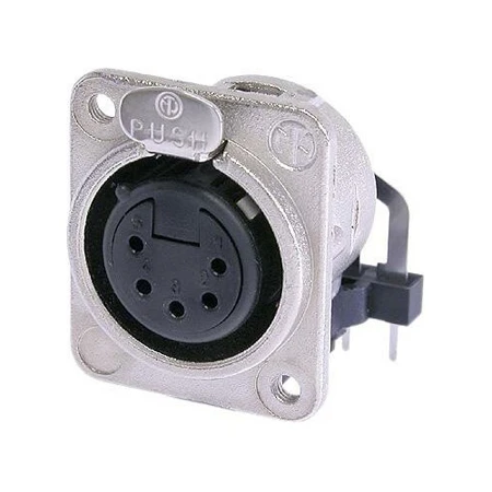 Neutrik NC5FDM3-H 5 Pole Female Horizontal PCB Mount Receptacle W/M3 Mounting Holes - Nickel Housing/Silver Contacts 3 Neutrik NC5FDM3-H 5 Pole Female Horizontal PCB Mount Receptacle W/M3 Mounting Holes - Nickel Housing/Silver Contacts