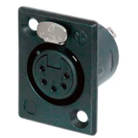 Neutrik NC5FP-B-1 5-Pin XLR Female Panel/Chassis Mount Connector - Black/Gold