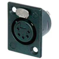 Neutrik NC5FP-BAG-1 5-Pin XLR Female Panel/Chassis Mount Connector - Black/Silver
