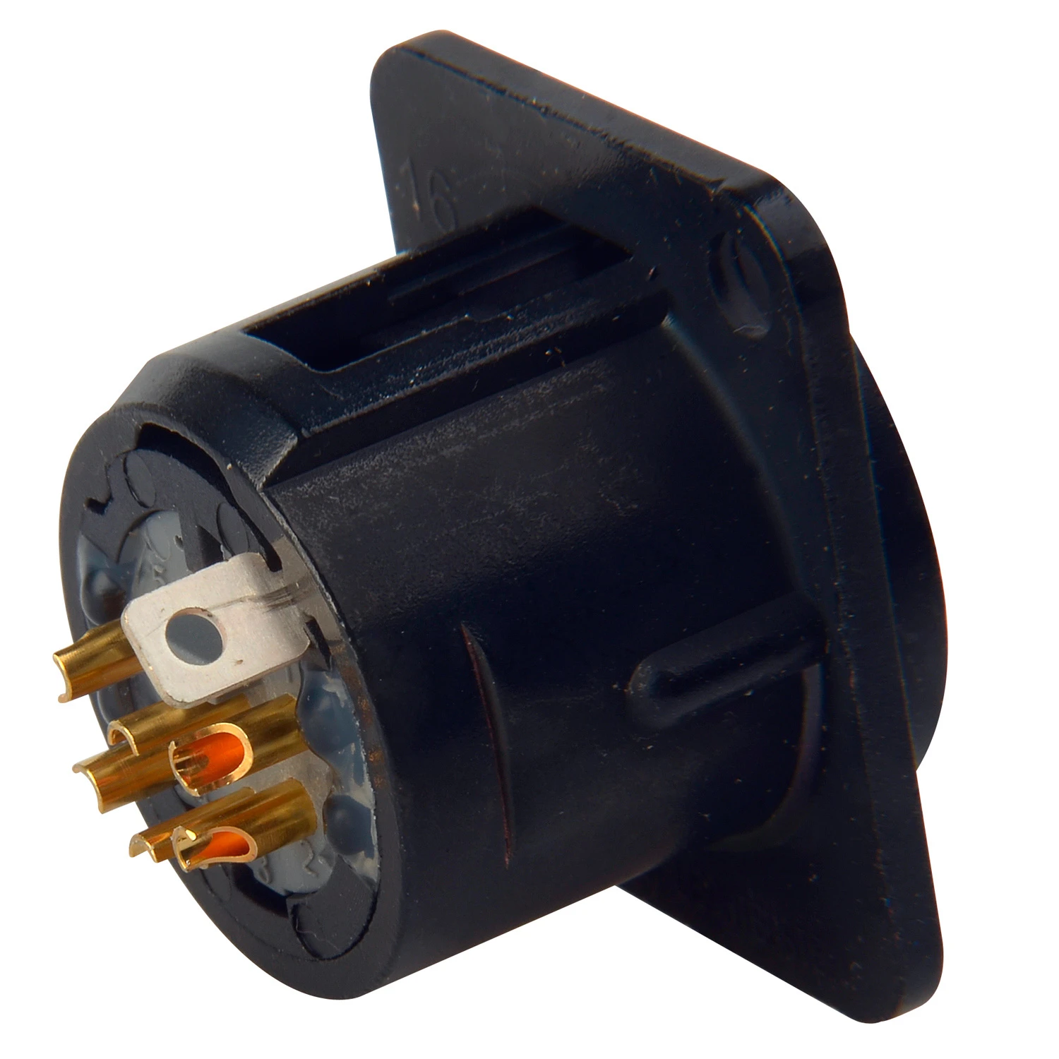 Neutrik NC6MSD-L-B-1 Receptacle DL1 Series 6S Pin Male With Switchcraft Pin Layout - Solder Cups - Black/Gold 5 Neutrik NC6MSD-L-B-1 Receptacle DL1 Series 6S Pin Male With Switchcraft Pin Layout - Solder Cups - Black/Gold - Image 3