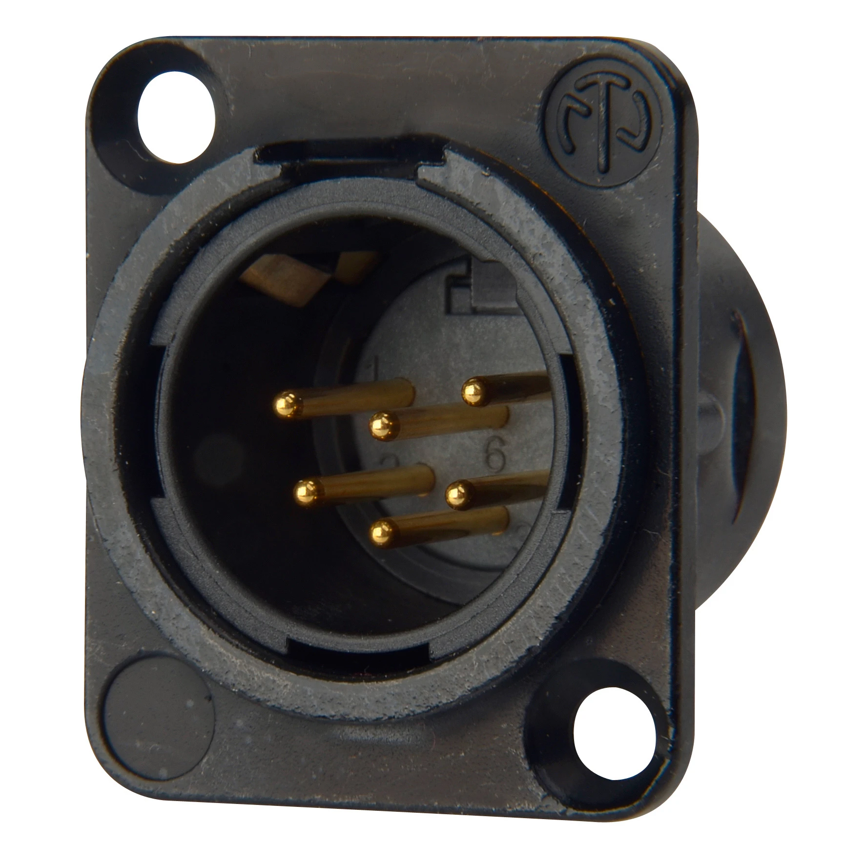 Neutrik NC6MSD-L-B-1 Receptacle DL1 Series 6S Pin Male With Switchcraft Pin Layout - Solder Cups - Black/Gold 3 Neutrik NC6MSD-L-B-1 Receptacle DL1 Series 6S Pin Male With Switchcraft Pin Layout - Solder Cups - Black/Gold