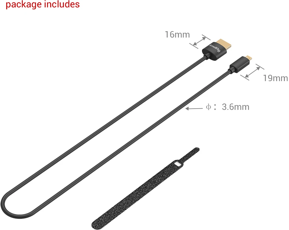 SmallRig 3043 Ultra Slim 4K HDMI D (Micro) Male To HDMI A (Standard) Male Adapter Cable For Camera Rigs - 21.65in/55cm 5 SmallRig 3043 Ultra Slim 4K HDMI D (Micro) Male To HDMI A (Standard) Male Adapter Cable For Camera Rigs - 21.65in/55cm - Image 3